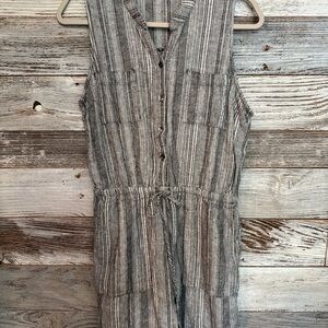 Striped Gray Sleeveless Shorts Romper